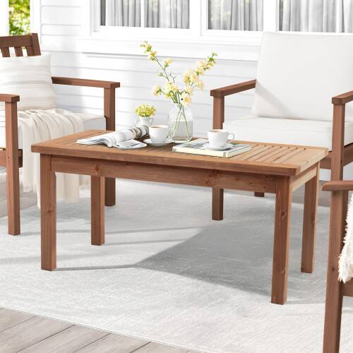 Alt View 9. Winado - 35in Patio Wooden Coffee Accent Side Table for Indoor/Outdoor Resistant Table Furniture - Dark Brown.