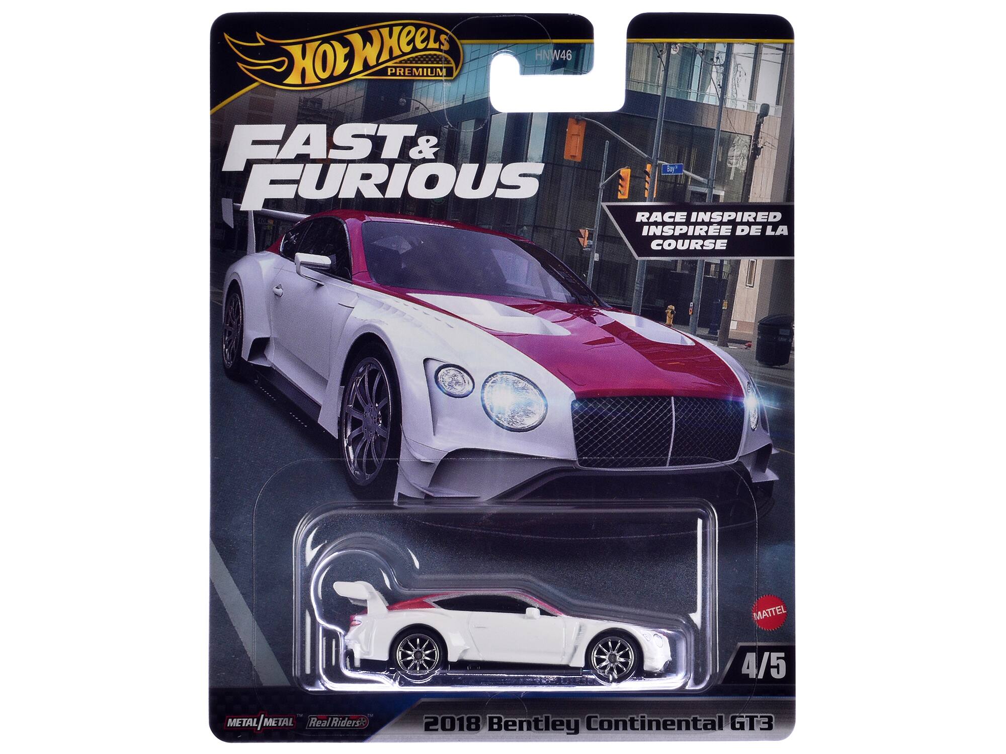 Hot Wheels Premium HNW46 Fast & Furious Race Inspired Inspired de la Course Mattel 4/5 Metal | Metal Real Riders 2018 Bentley Continental GT3