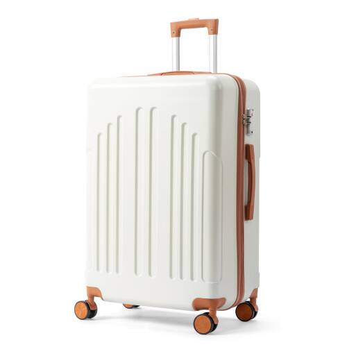 Alt View 1. Winado - 28" Checked Luggage Trolley Case ABS Hardside Large Suitcase with Double Spinner Wheels & TSA Lock for Travel Business - White & Brown.