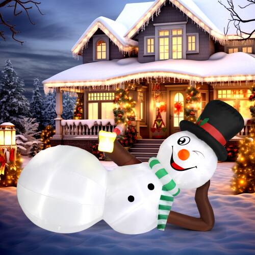 Alt View 4. Winado - Christmas Lying Snowman Decorations 10 FT Inflatable with Lights for Outdoor Holiday - White.