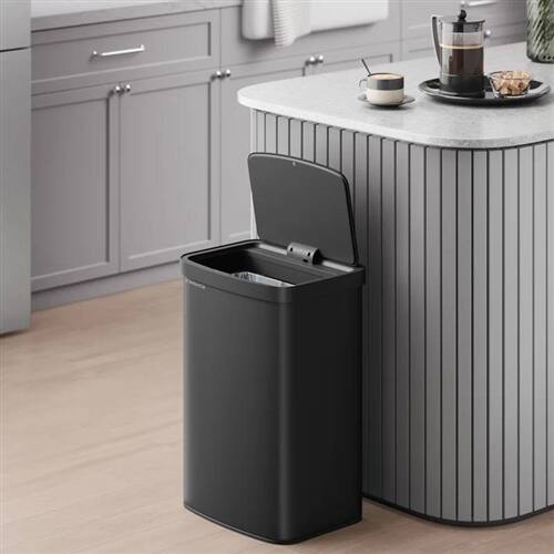 Angle. Hivvago - Black 13-Gallon Kitchen Trash Can with Motion Sensor Lid and Carbon Filter - Black.