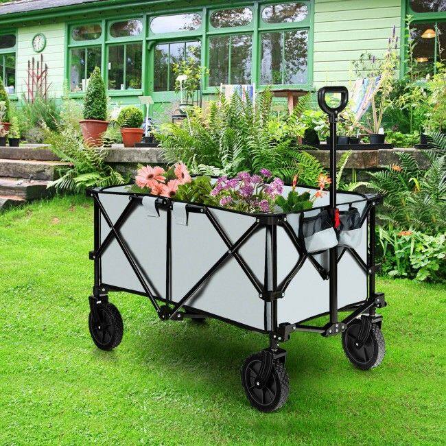 Alt View 3. Loheer - Loheer Folding Wagon Collapsible Utility Cart Heavy Duty Outdoor Cart Deep Storage Adjustable Handle.