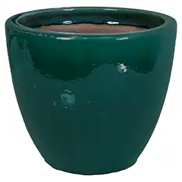 Sunnydaze - 14.5 in Resort High-Fired Glazed Ceramic Planter - Dark Green