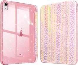 Fintie - Clear Case for iPad (A16) 11th Gen 11-inch / iPad 10th Gen 10.9" | Glittering Sparkly Shockproof Cover Shiny Back Shell - Pink Leopard