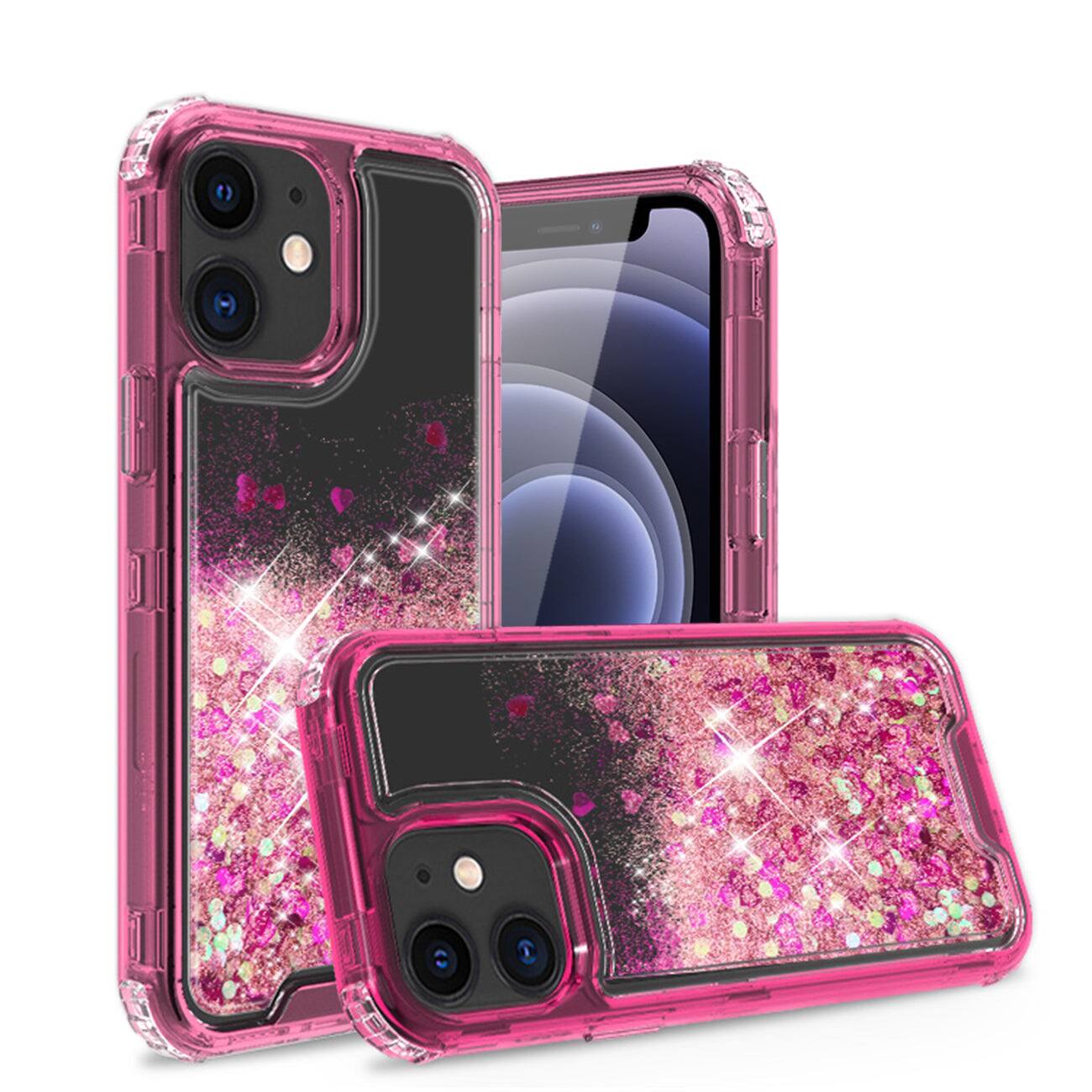 Front. Reiko - Kickstand Ring Holder Tpu Shockproof Case With Magnetic Car Mountapple Iphone 12 Mini In Hot Pink - Hot Pink.