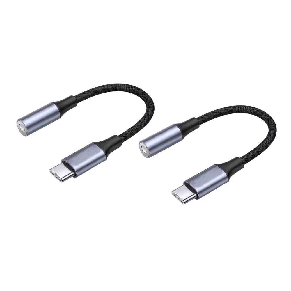 Alt View 1. Qixxronics - USB-C to 3.5mm Headphone Jack Adapter, (2 Pack) USB C to AUX Adapter - Gray.