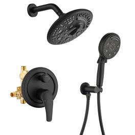 Boyel Living - Matte Shower Set Brass SUS304 2-Function Valve 8-Inch Top Spray 9-Function Handheld 60-Inch PVC Hose cUPC - Black