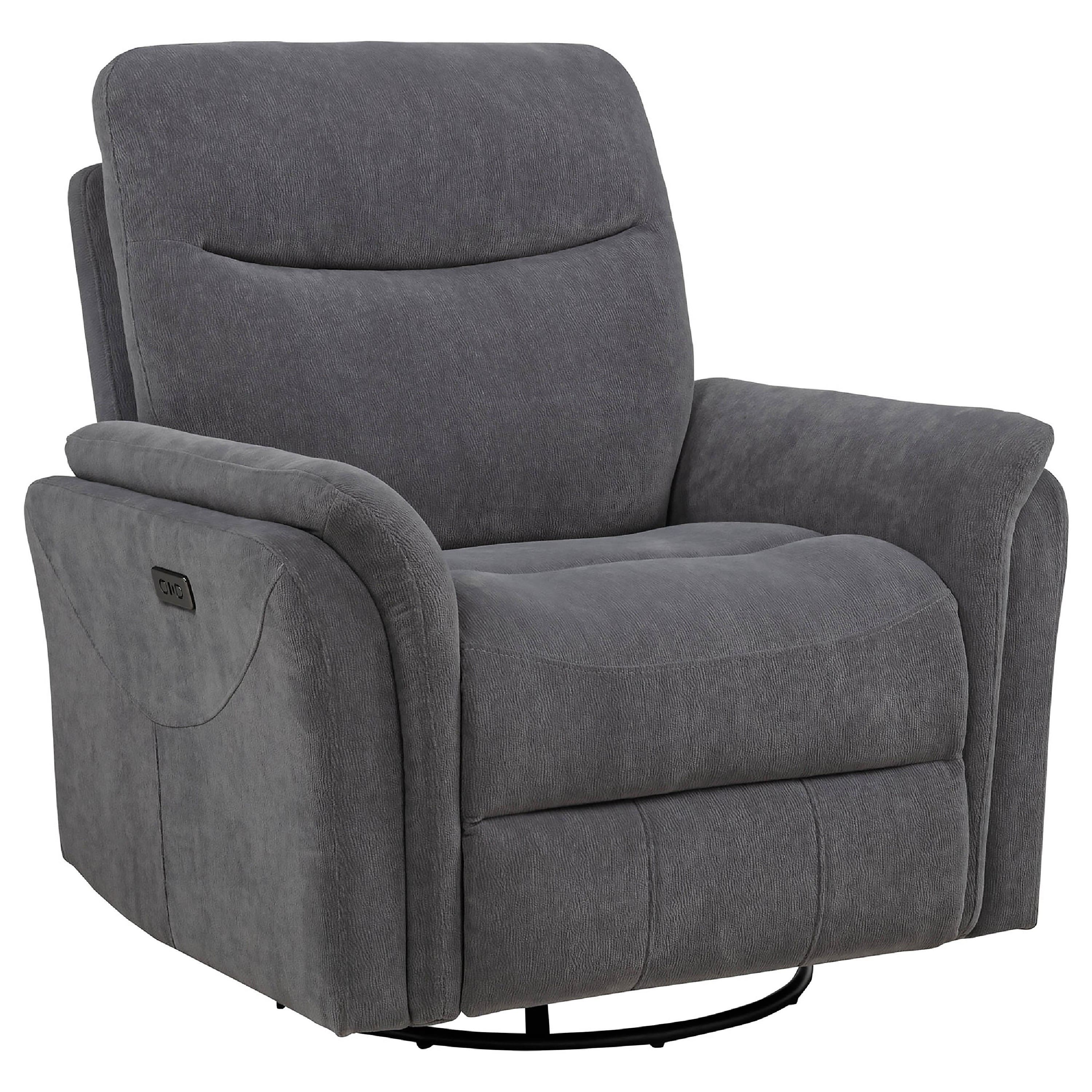 Manhattan Lane - Asley Power Glider Recliner Chair, Swivel Base, USB Ports Fabric - Gray, Black price history on PriceWatchPro