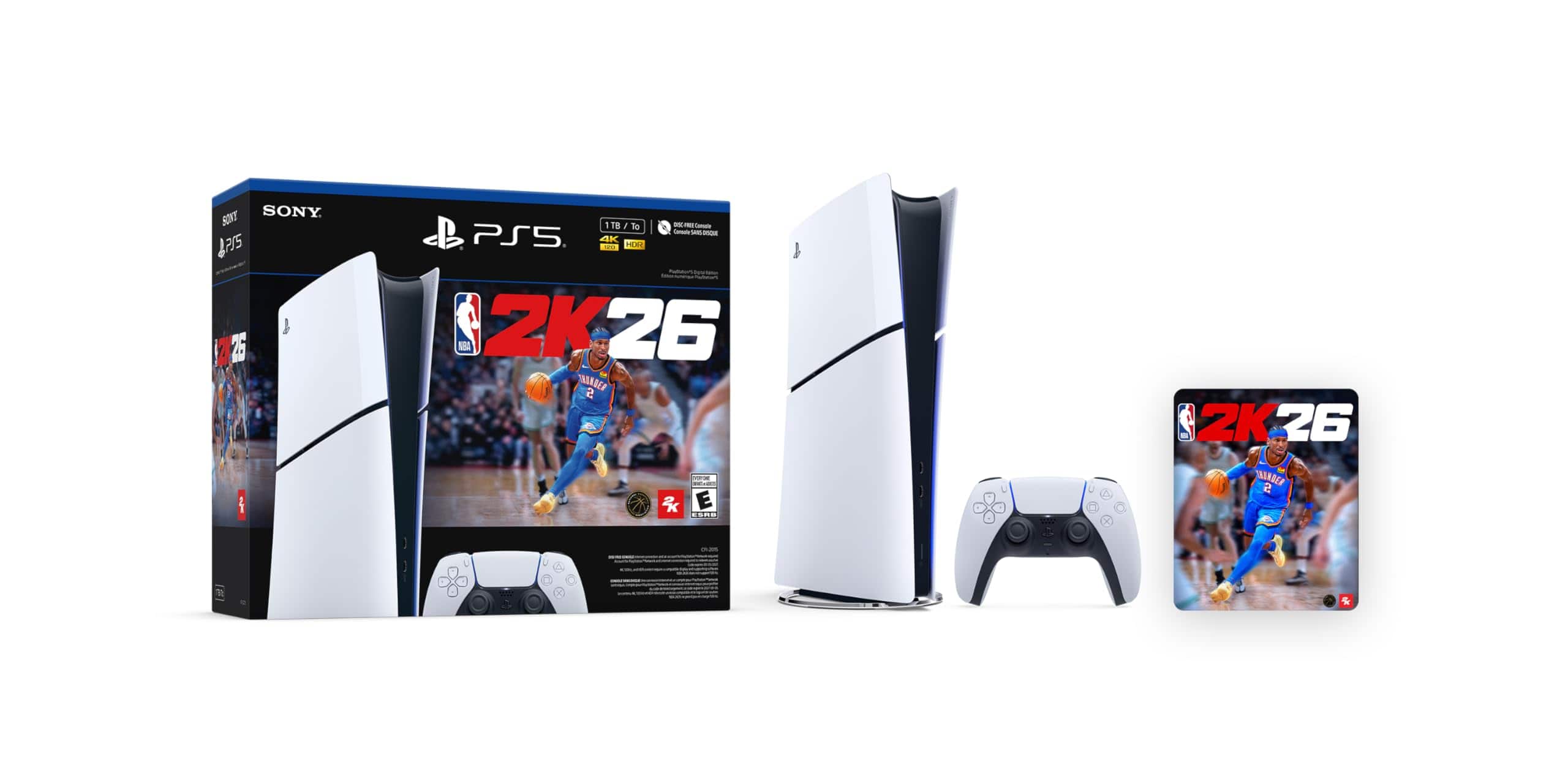 PlayStation 5 Digital Edition Slim Console NBA 2K26 Bundle - 1TB SSD, DualSense Controller, PS5 Gaming Sys - PlayStation 5