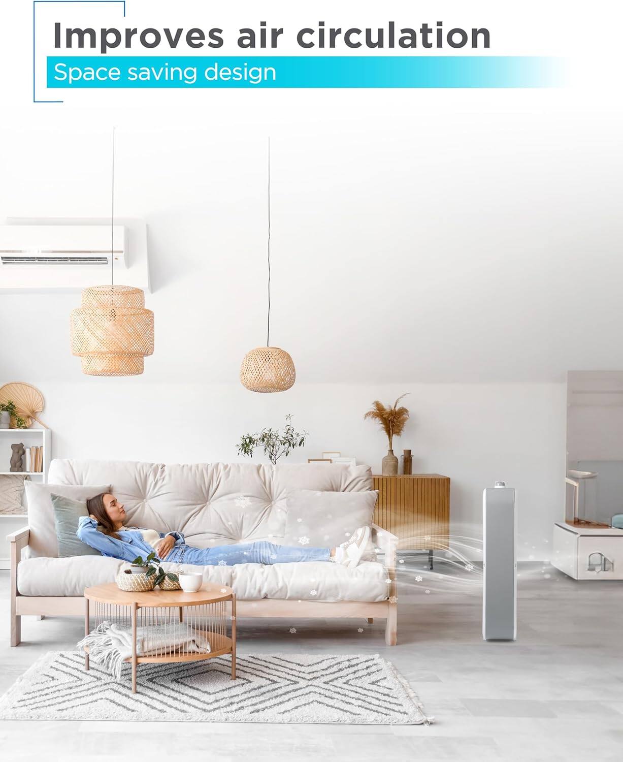 Improves air circulation, Space saving design