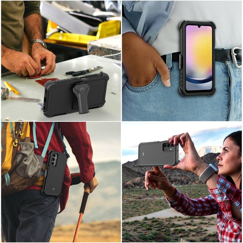 Alt View 4. Mybat Pro - MyBat Pro Maverick Series Case with Holster for Samsung Galaxy A25 5G - Black - Black.