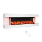Front. Mondawe - 50" Stylish Electric Fireplace with Suspended LED Light Mantel and Remote Control - Black and White.