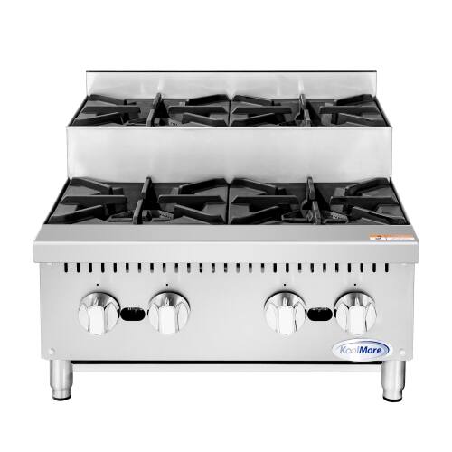 Alt View 2. Koolmore - 24 in. Commercial Four-Burner Step Up Range, 104000 BTU in Stainless-Steel (KM-CRSU-24) - Silver.