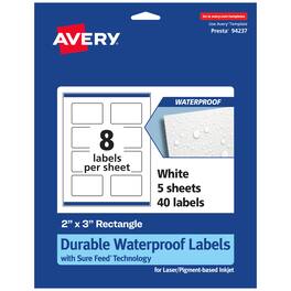 Avery - Waterproof Rectangle Labels, 2" x 3", 40 - White