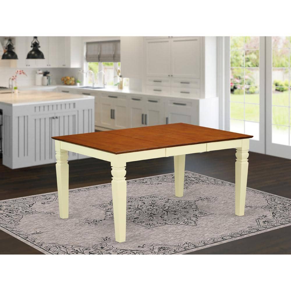 East West Furniture - Weston Rectangular Dining Table with 18 in butterfly Leaf in Buttermilk and Cherry finish - Buttermilk & Cherry price history on PriceWatchPro