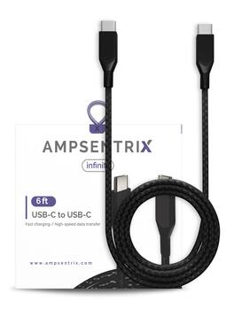 Ampsentrix - 6 FT USB Type C To USB Type C Cable (Infinity) - Black