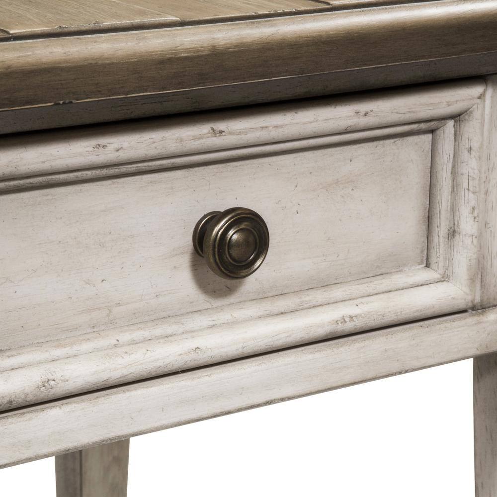 Alt View 3. Liberty Furniture Industries - Heartland Drawer End Table in Antique White w/ Tobacco Top - White.