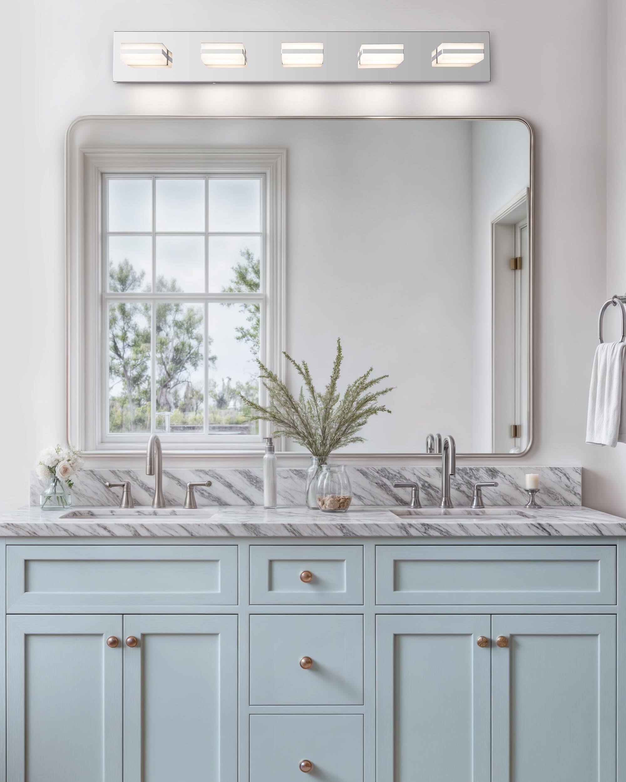 Alt View 5. Comfort Essence - Bathroom Vanity Light Fixture Modern Led cct Adjustable Lights With Memory Function Rotatable Shades Wall L - Chrome 4-Light.