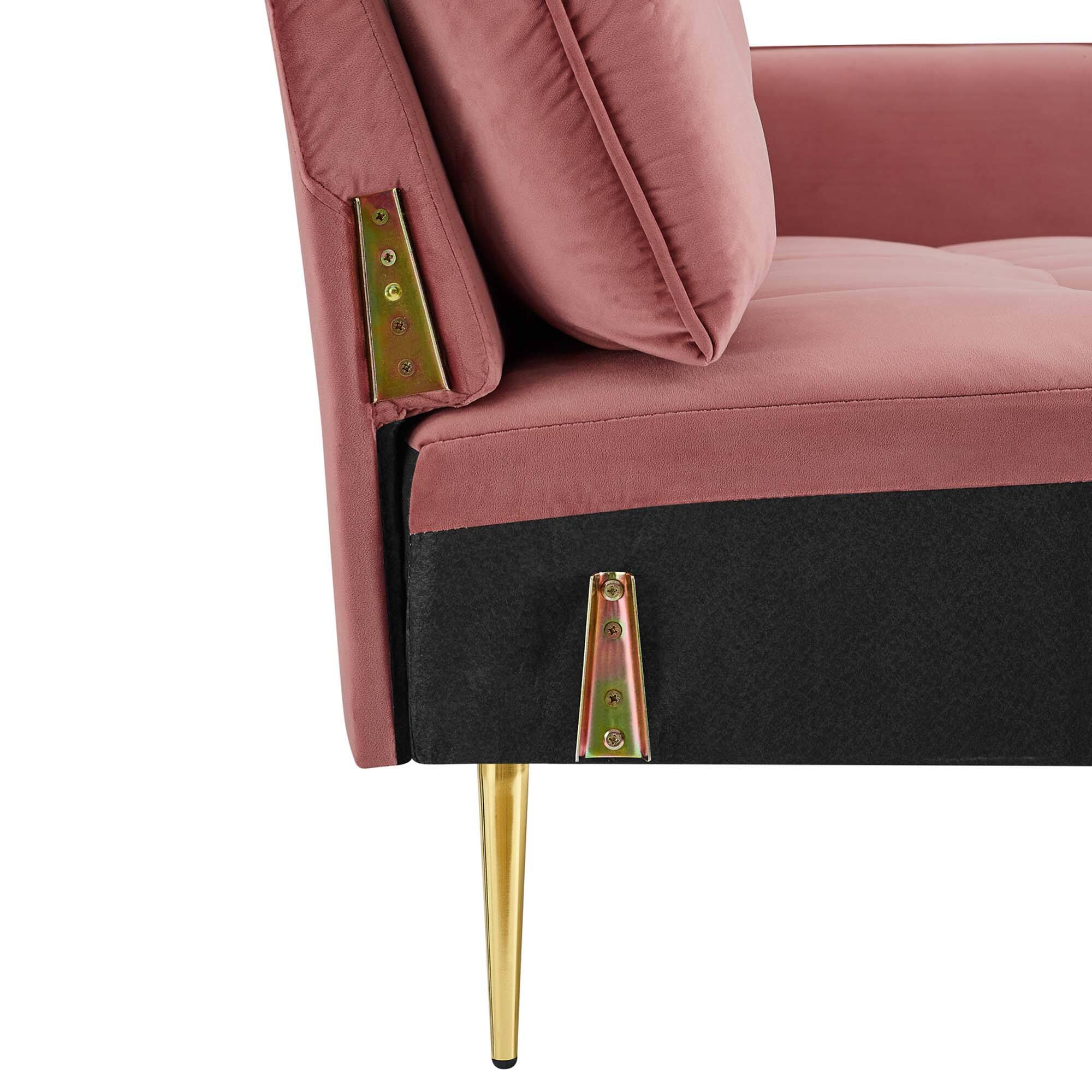 Alt View 7. Modway - Cameron Tufted Performance Velvet Sofa by Modway - Dusty Rose.