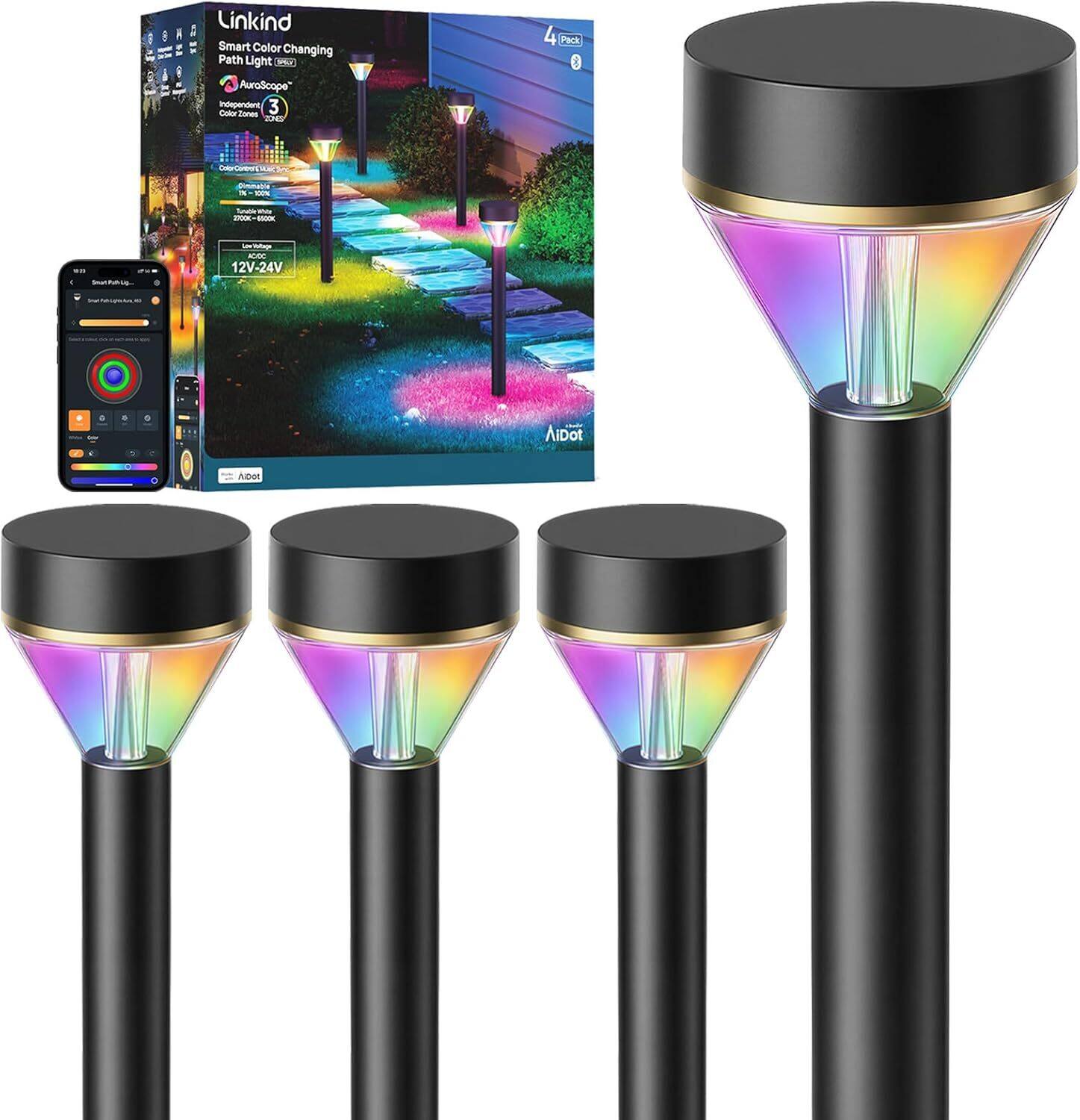 8: Linkind Smart Color Changing Path Light  
AuroScope™ Independent 3 Color Zones  
4 Pack  
12V-24V  
AiDot