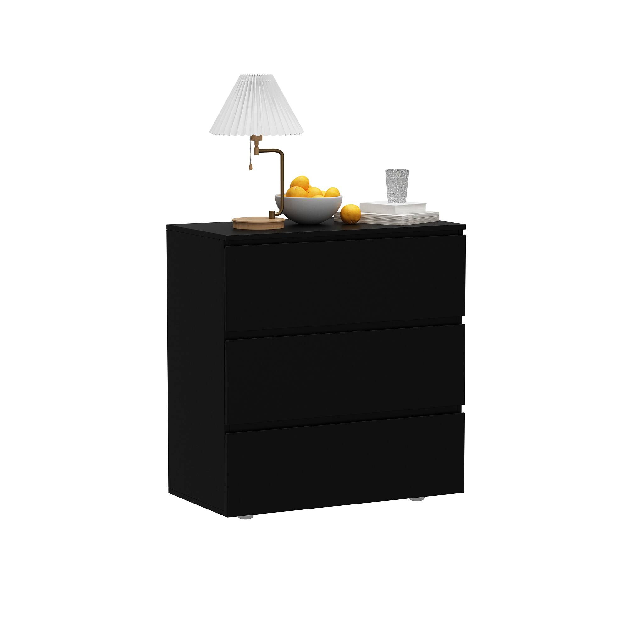 FUFU & GAGA - FUFU&GAGA 3 - Drawer Dresser Compact Storage Chest Unit – Ideal for Bedrooms & Living Rooms - Black