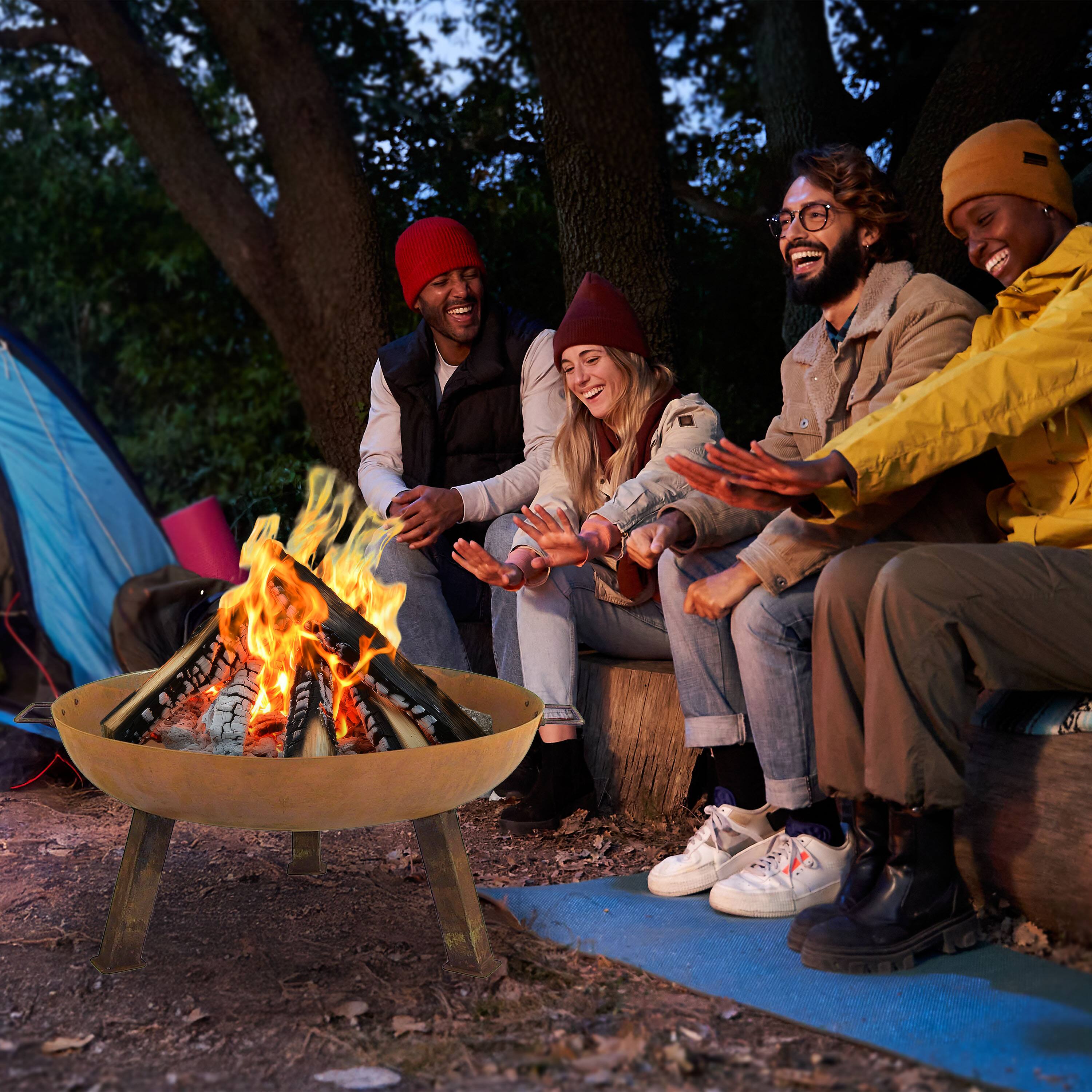Alt View 8. Sunnydaze - 30 in Rustic Cast Iron Wood-Burning Fire Pit with Handles - Rust.