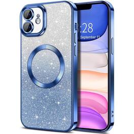 Entronix - Magnetic iPhone 11 Case - Clear Glossy Luxury Cover - Glitter Blue