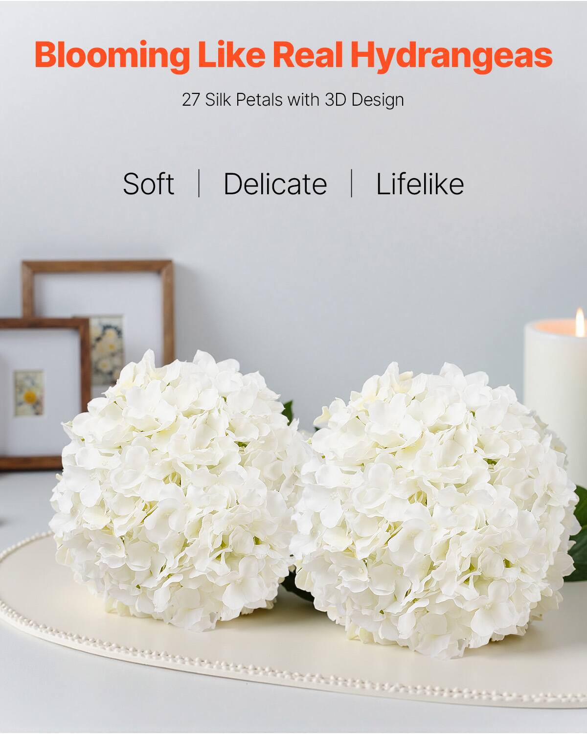 Blooming Like Real Hydrangeas
27 Silk Petals with 3D Design
Soft | Delicate | Lifelike