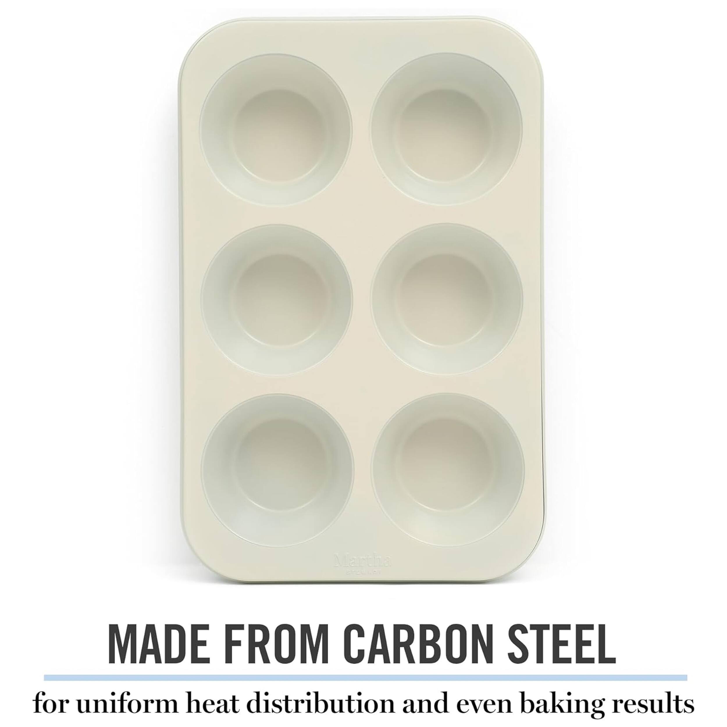 Made from carbon steel for uniform heat distribution and even baking results.