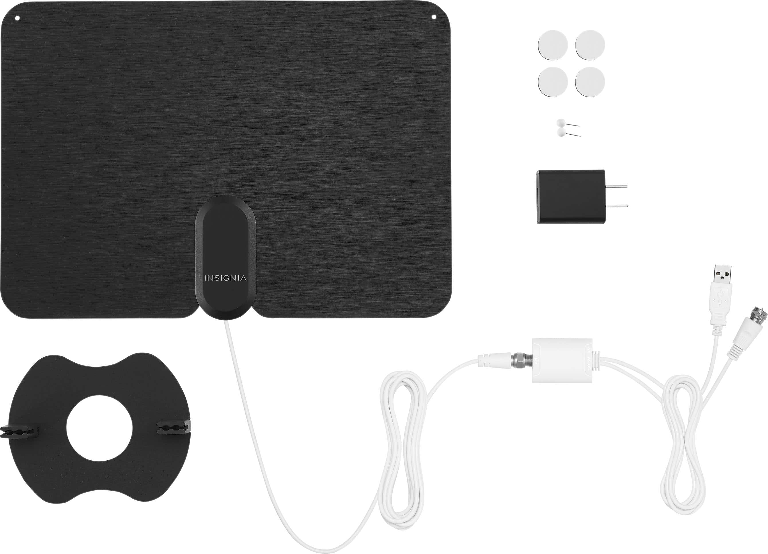Alt View 10. Insignia™ - Amplified Ultra-Thin Indoor HDTV Antenna with 60-Mile Range - Black/White.