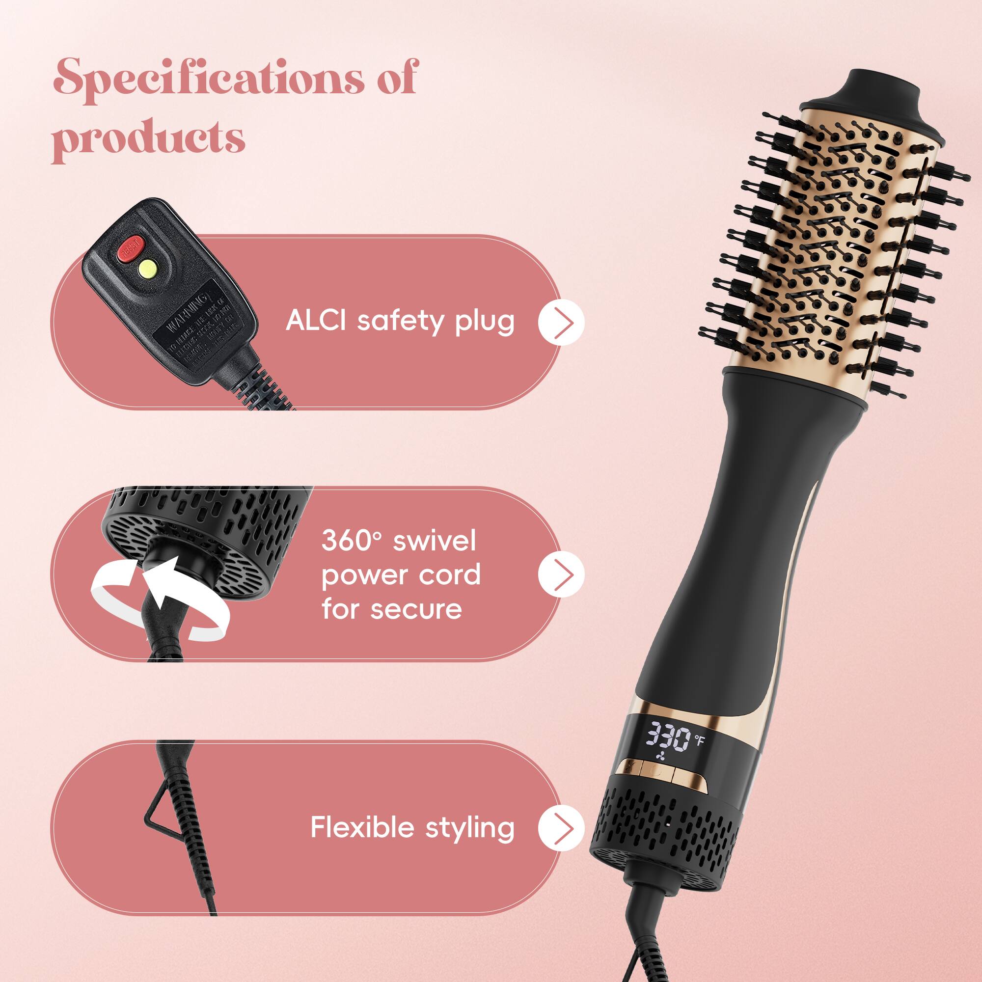 Specifications of products

ALCI safety plug
360° swivel power cord for secure
Flexible styling