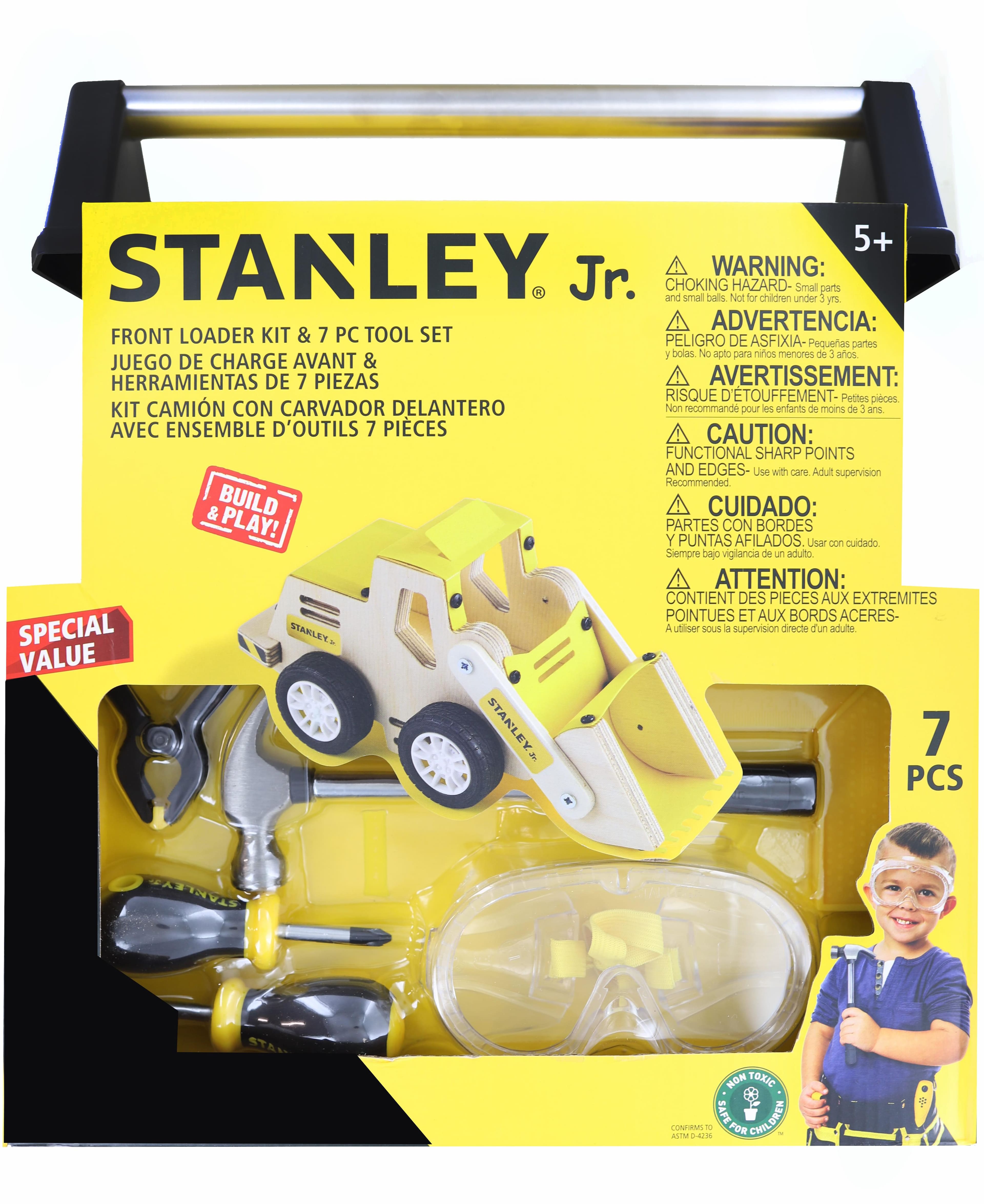 Red Tool Box - Stanley Jr. 7 Piece Tool Set | Real Tools for Kids - Yellow