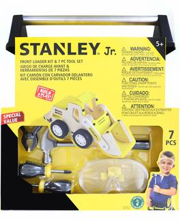 Red Tool Box - Stanley Jr. 7 Piece Tool Set | Real Tools for Kids - Yellow