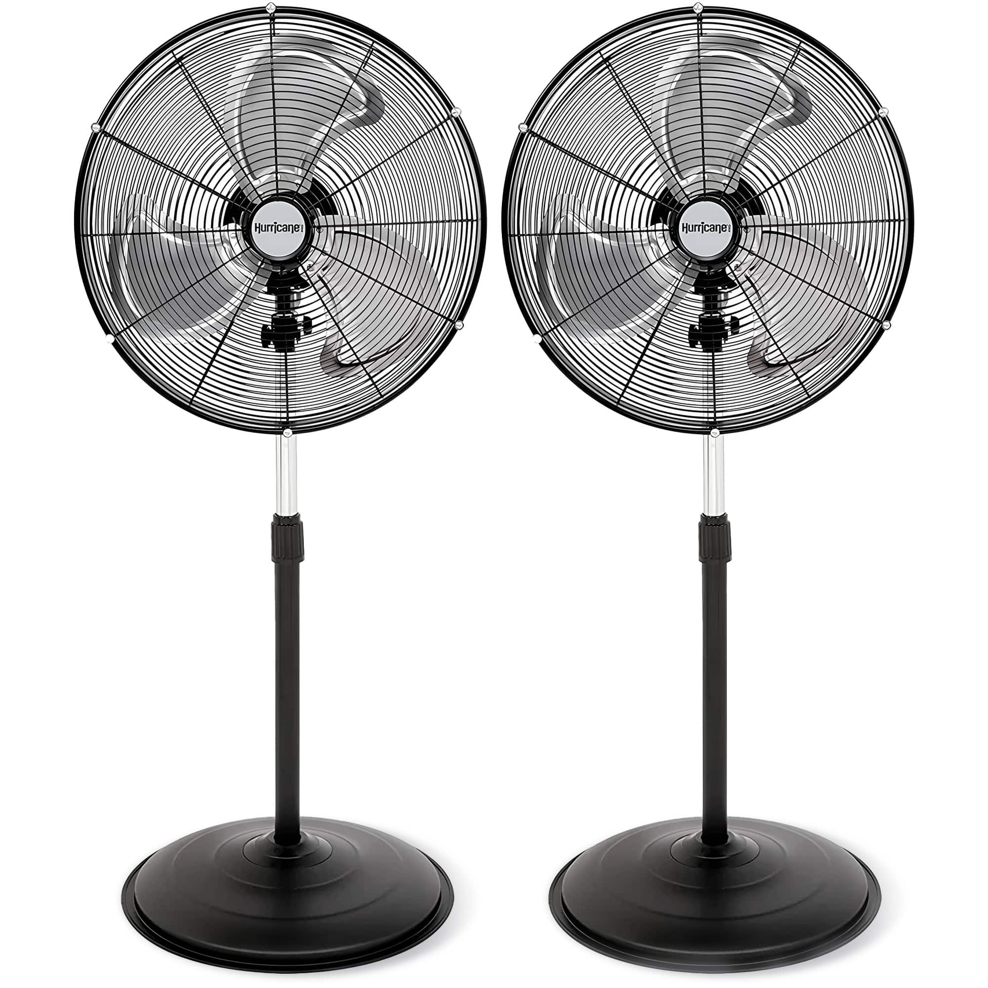 Hurricane - Pro Series 20” High Velocity Oscillating Pedestal Stand Fan, 2 Pack - Black