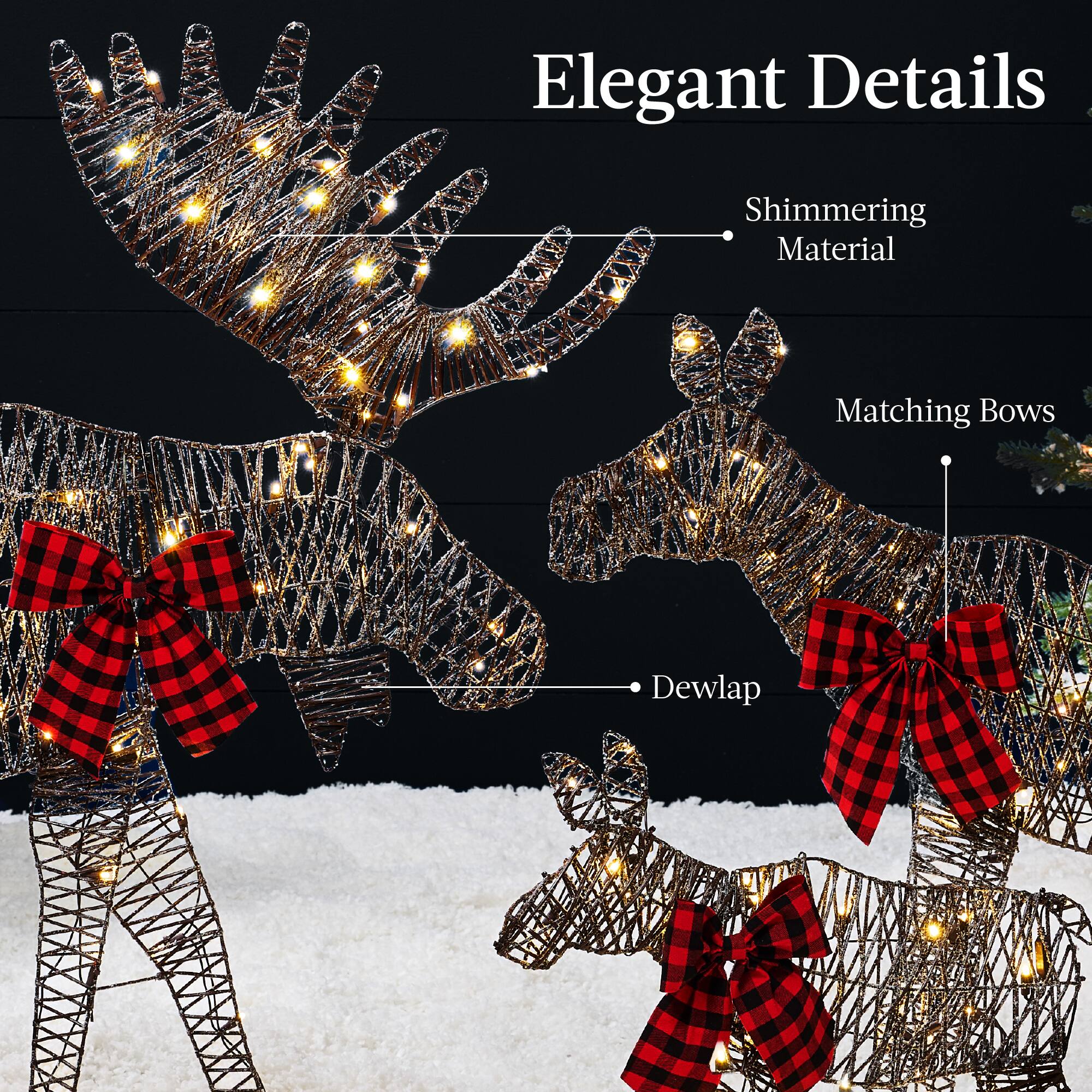 Elegant Details

- Shimmering Material
- Matching Bows
- Dewlap