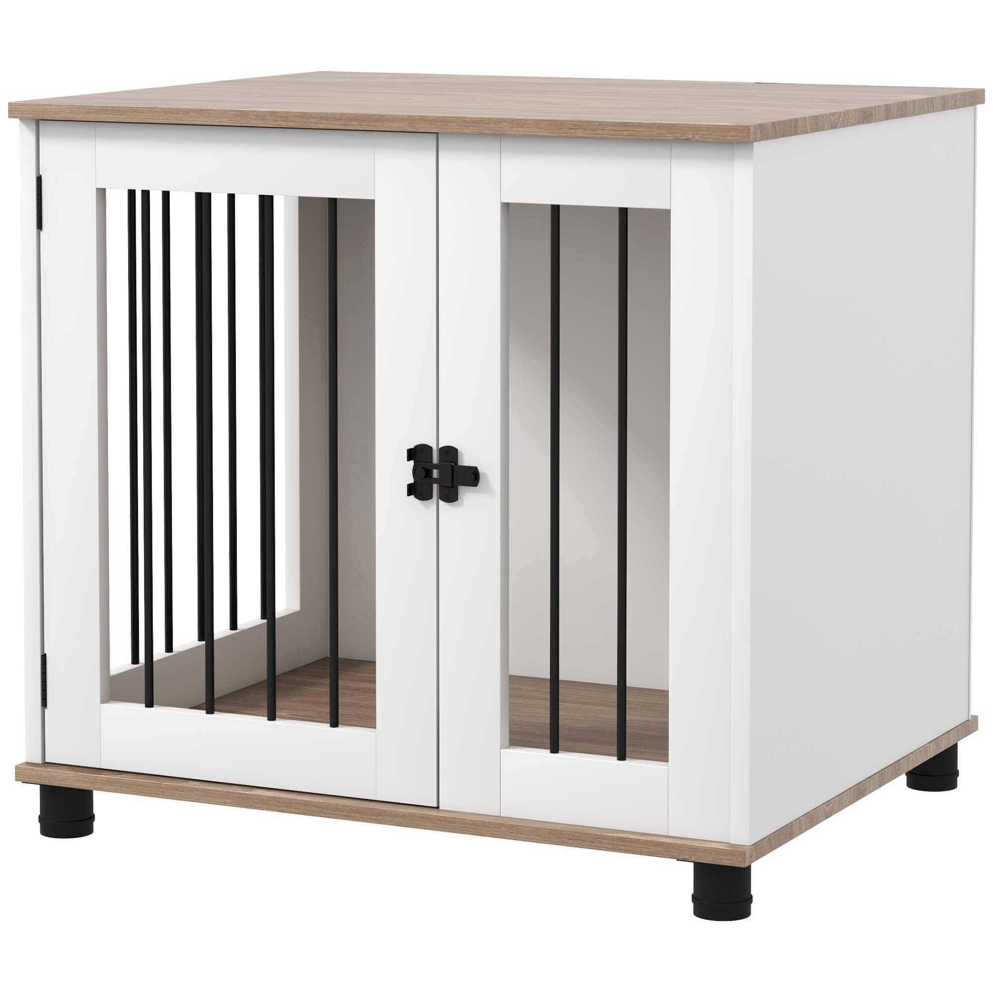 Pawhut - Kennel Furniture Side End Table Indoor with Lockable Door, for Small and Medium Dogs