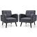 Alt View 11. Costway - Accent Upholstered Single Sofa Home Office Armchair with Wooden Legs (Set of 2) - Gray.