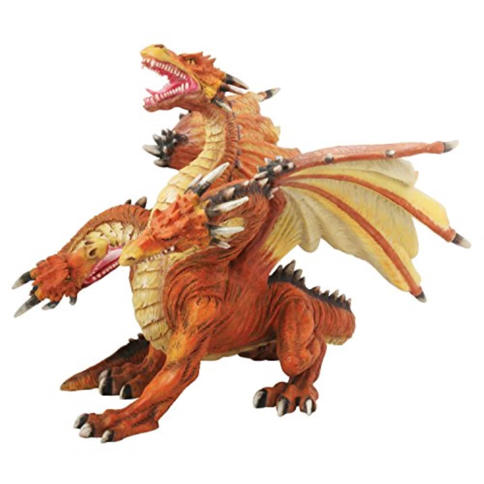 Pacific Trading - and Orange Azhi Dahaki Three Headed Dragon Figurine Statue Fantasy Mythical - Red