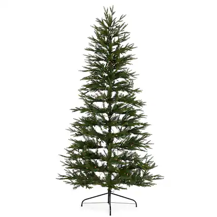 Front. National Tree Company - National Tree Company Montgomery 6.5' Prelit Half Christmas Tree 300 Clear Light - Green.