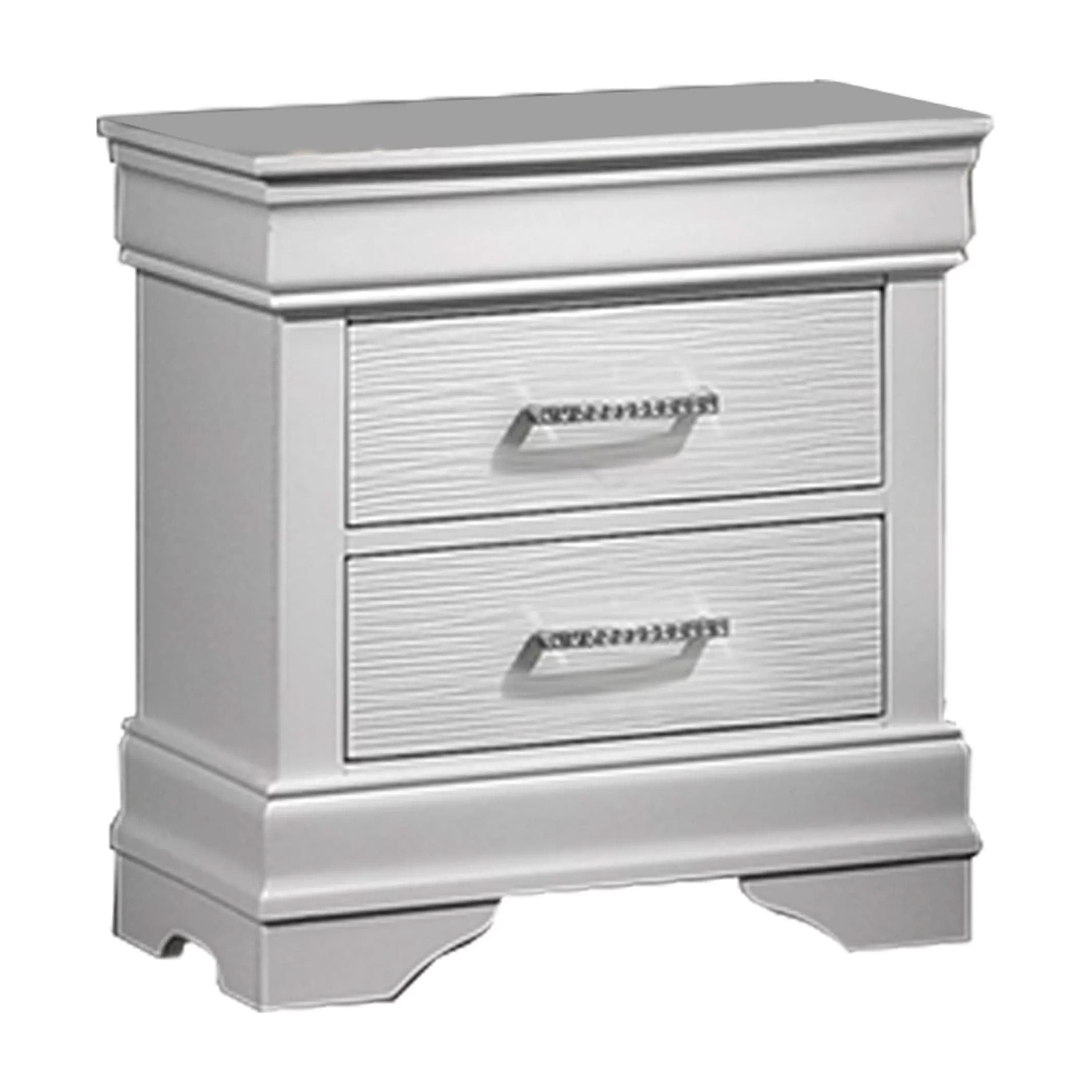 Manhattan Lane - Shoba Nightstand, 2 Textured Drawers, Faux Diamond Inlaid Handles - White price history on PriceWatchPro