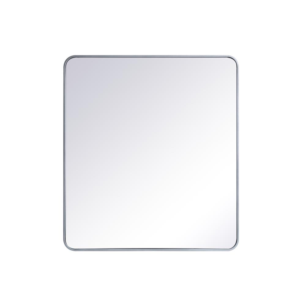 Back. Elegant Decor - Soft corner metal rectangular mirror 36x40 inch in Silver - Silver.