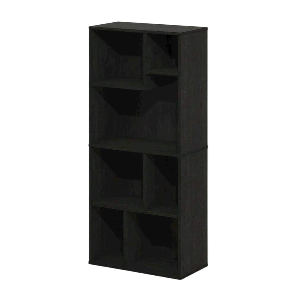 FurniFact - 7-Cube Irregular Bookcase with Storage Organizer and Modern Design - Espresso