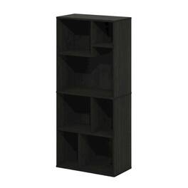 FurniFact - 7-Cube Irregular Bookcase with Storage Organizer and Modern Design - Espresso