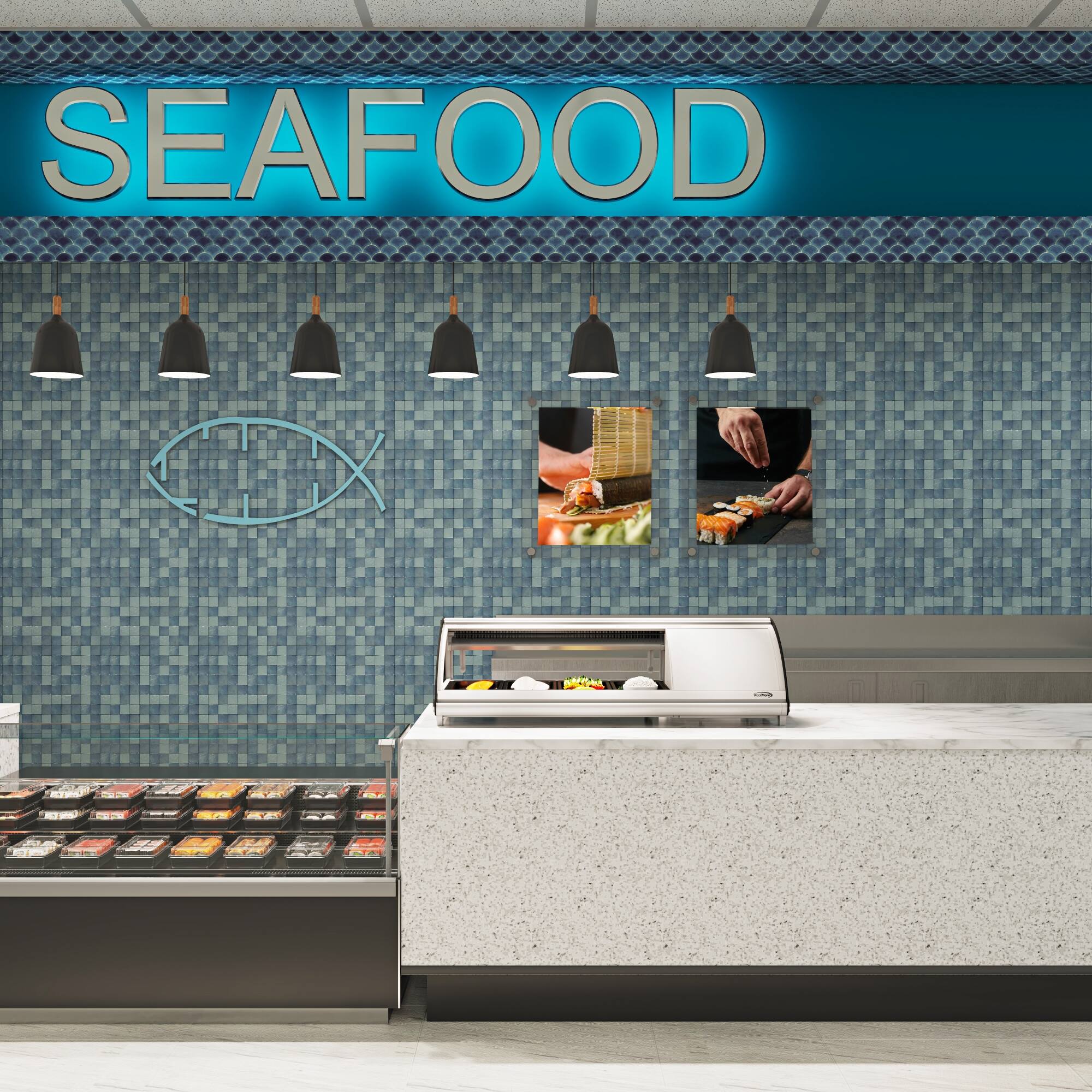 Alt View 4. Koolmore - 46 in. Glass Sushi Countertop Display Refrigerator with 4 Stainless Steel Trays in White (KM-SR46-WH) - White.