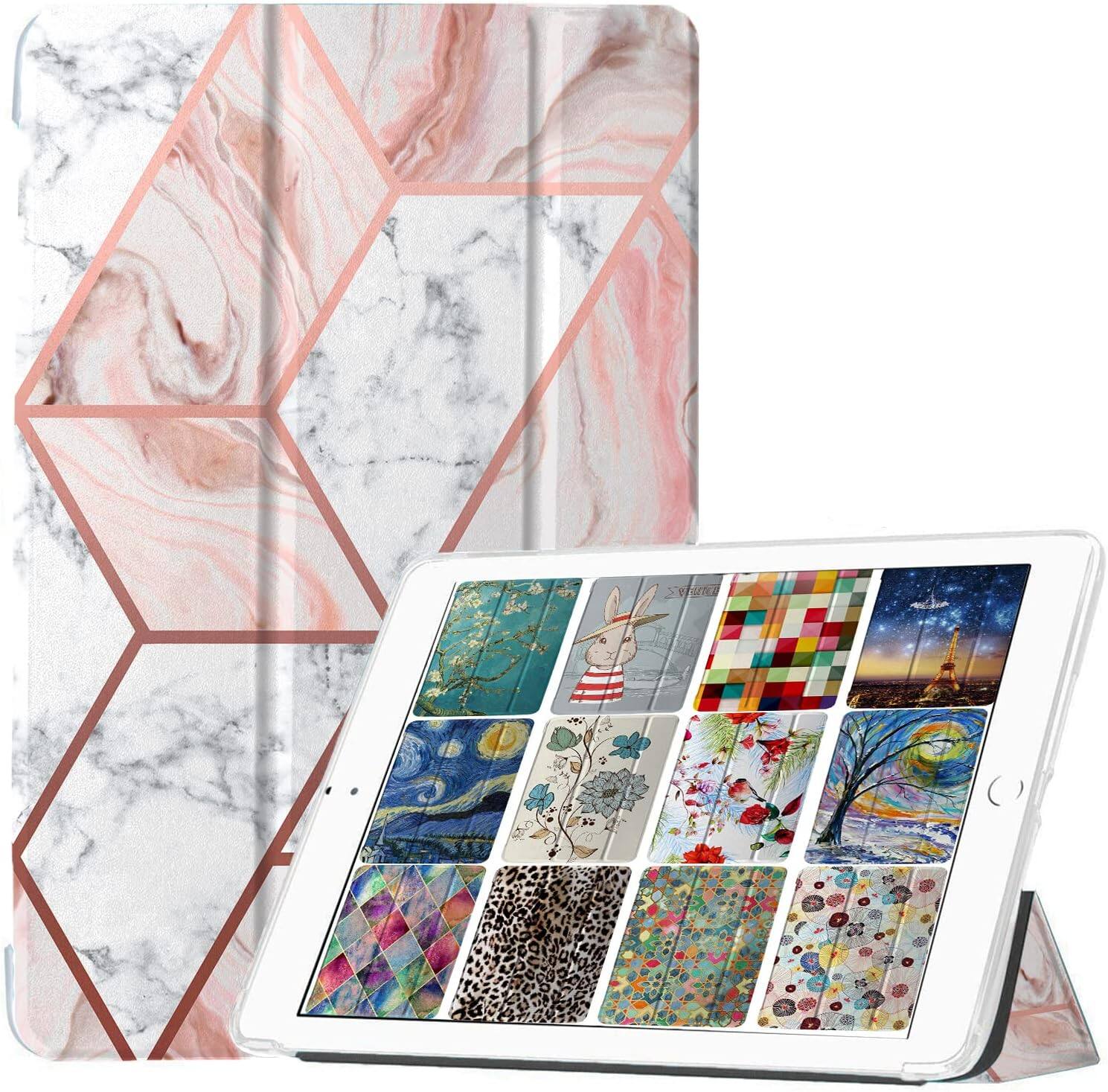 Front. DuraSafe Cases - iPad 10th Gen 10.9 inch 2022 Trifold TPU Smart Case A2696 A2757 A2777 A3162 MPQ13 MPQ33 MPQ03 MPQ23 MPQ53 MQ6K3 MQ6Y3 - Marble Pink.