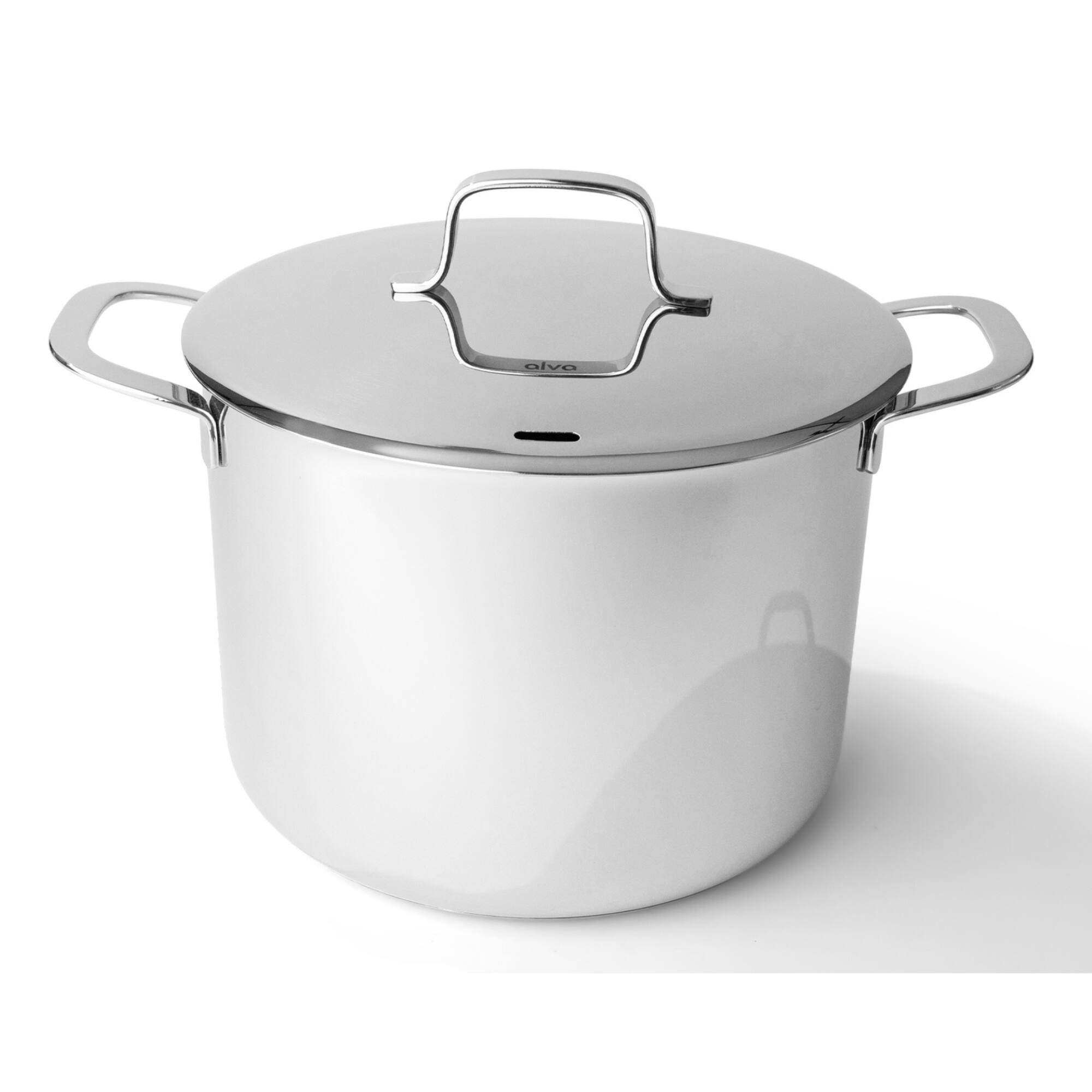 Front. Alva - Alva Maestro Stainless Steel Stock Pot 8Qt. - Lasered Engrave Measurement, Oven Safe and Toxin-Free Cookware - Silver.