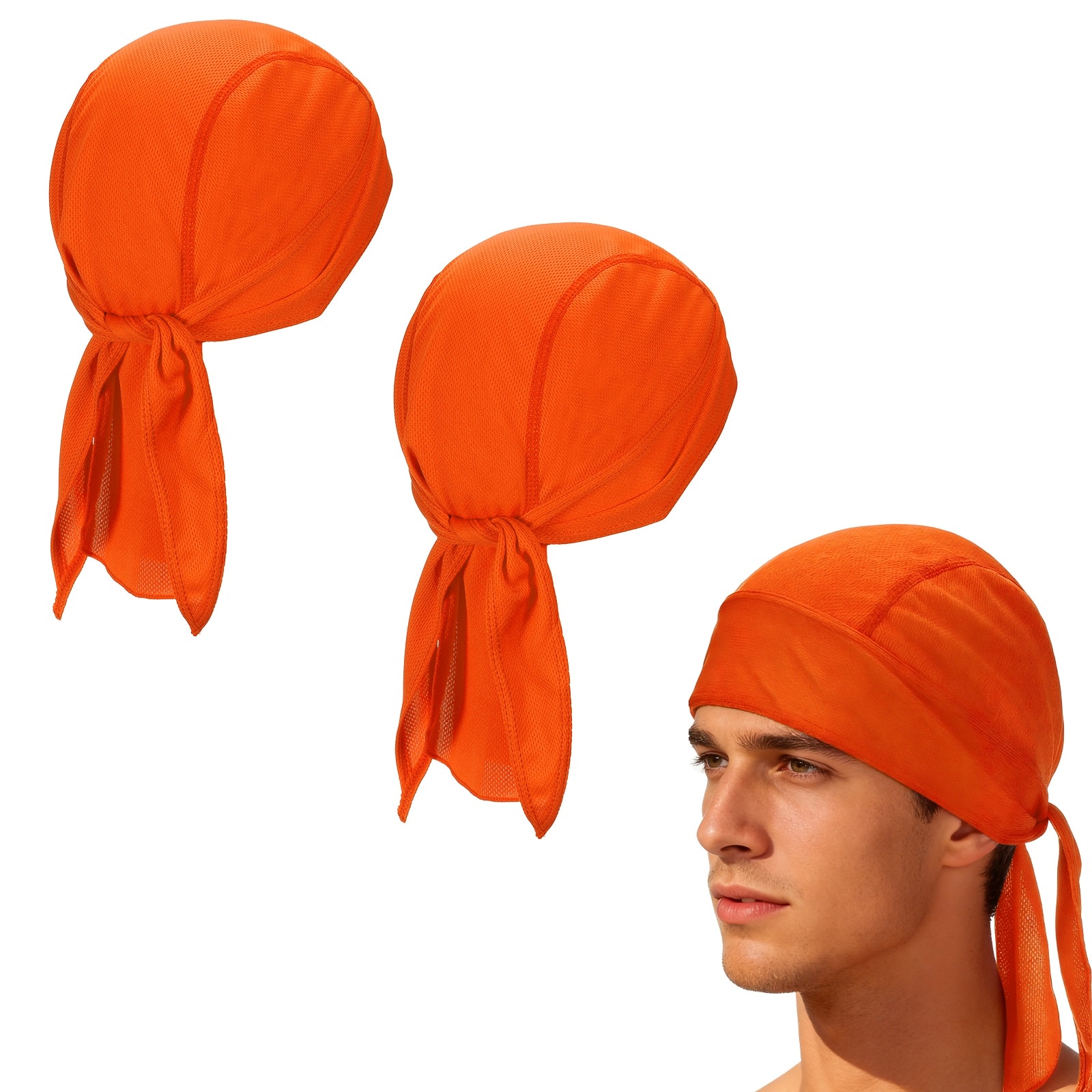 Unique Bargains - Cooling Do Rags, Sweat Wicking Skull Caps, Breathable Motorcycle Head Wrap, 2pcs - For M/W, Cycling/Running/Hiking - Orange price history on PriceWatchPro