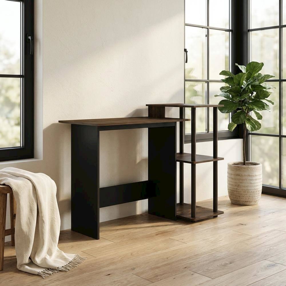 Left. BisonOffice - Dark Walnut Laptop Desk with Spacious Surface and Sturdy Design - Columbia Walnut/Brown.