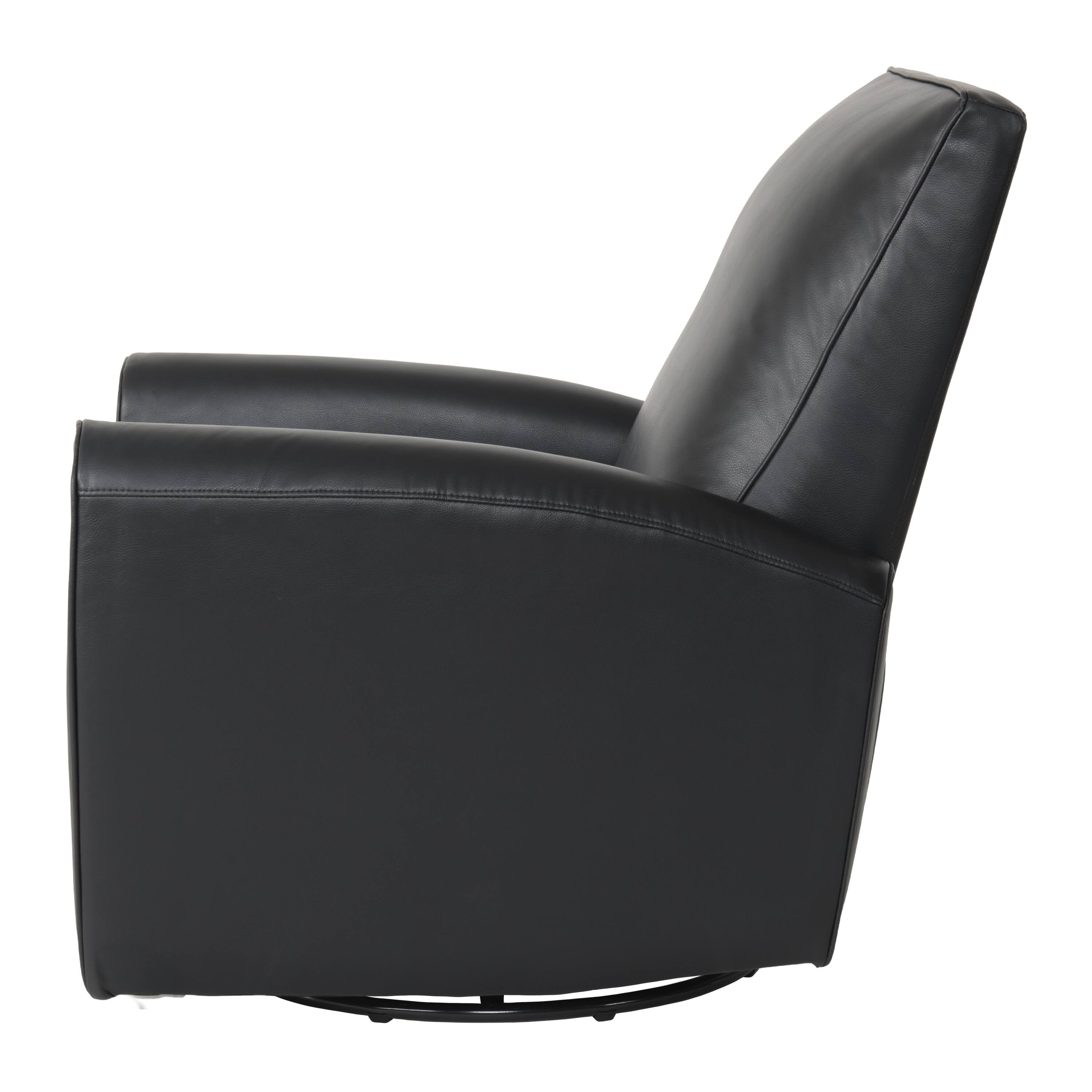 Left. CorLiving - Marin Faux Leather Upholstered Indoor Swivel Glider Manual Recliner with Steel and Engineered Wood Frame - Black.