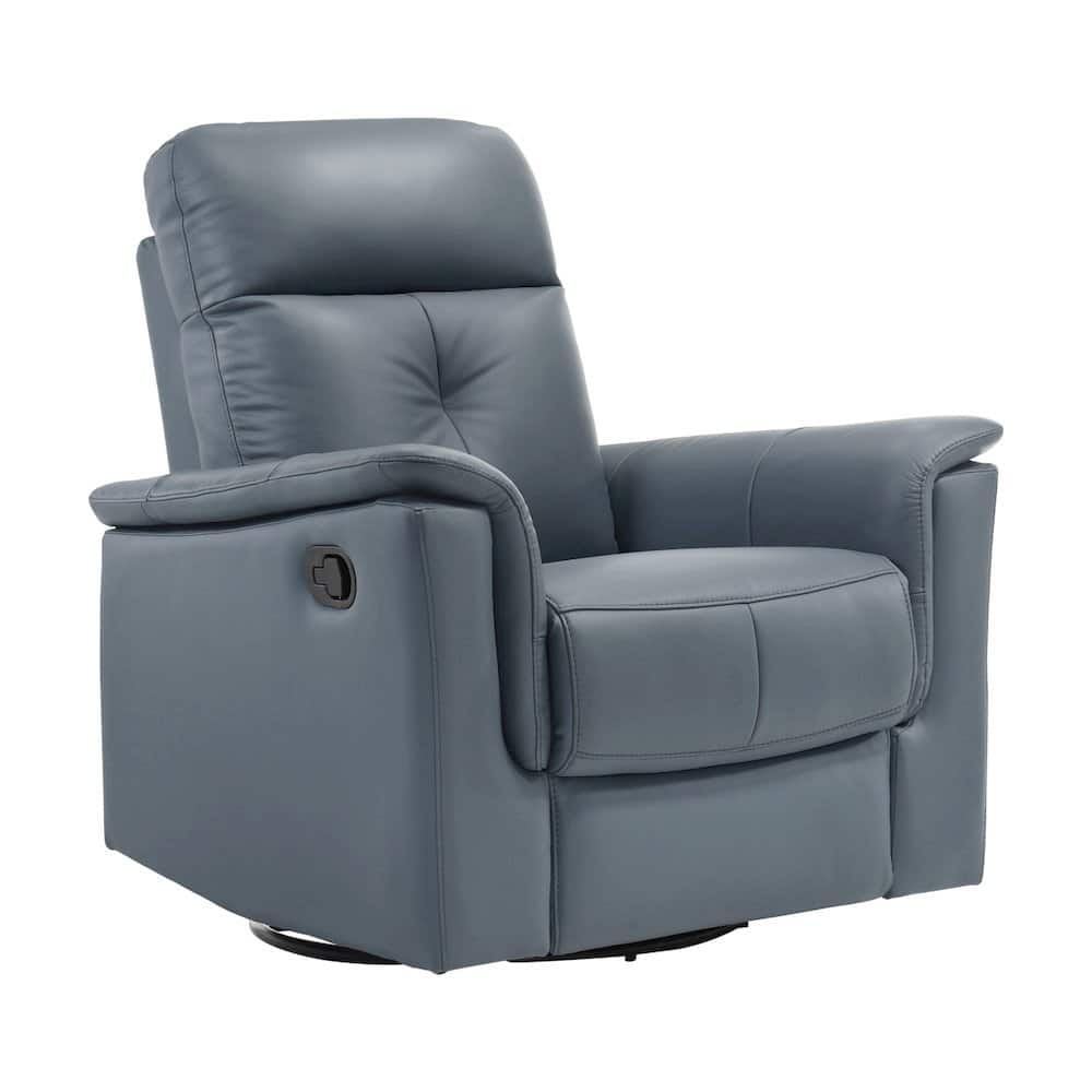 Starlight Canyon Home - Leather Swivel Glider Recliner, Elegant Leather Recliner Chair - Blue Gray